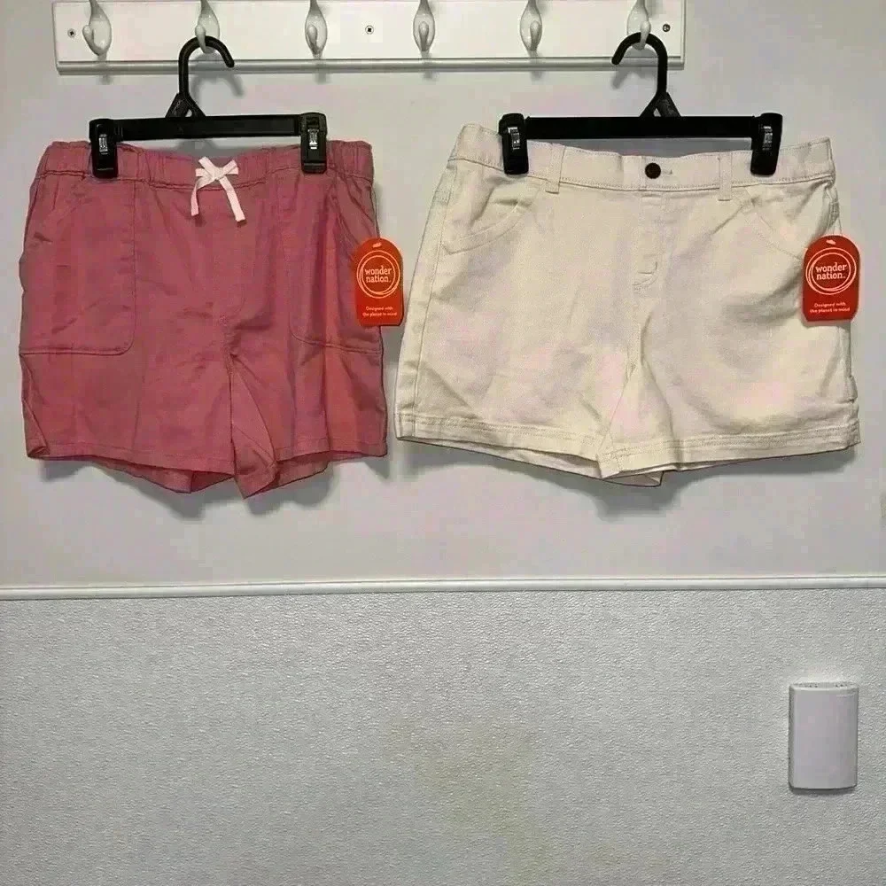 NWT! Lot of 2 Wonder Nation Shorts, Girls (18) XXL, Pink & Cream